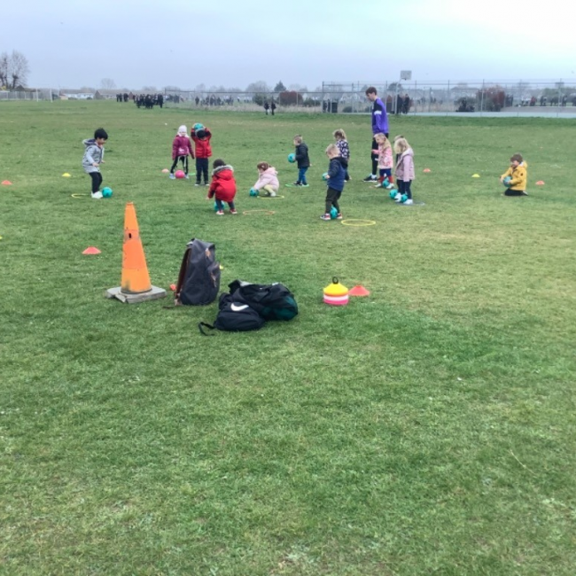 Playing football