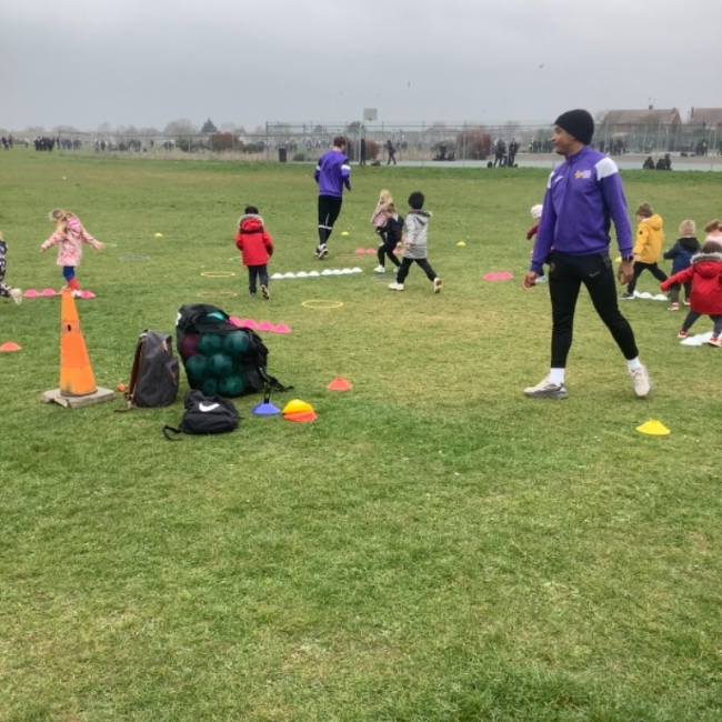 Playing football