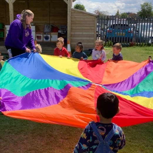 Playing under the parachute