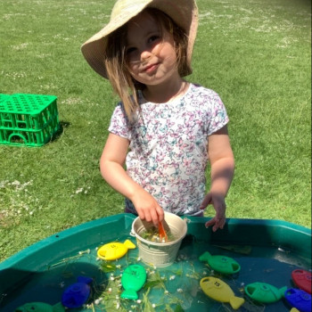 A girl playing outside