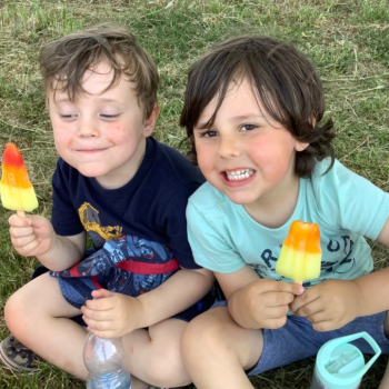 Enjoying ice lollies
