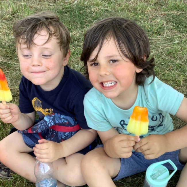 Enjoying ice lollies