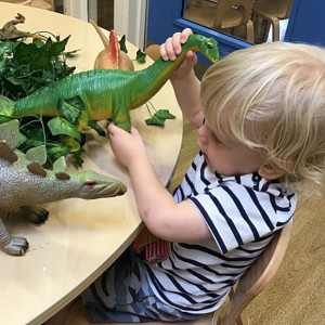 Playing with a dionosaur