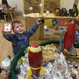 Child undertaking crafts