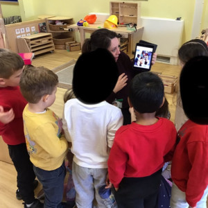 Children watching a film