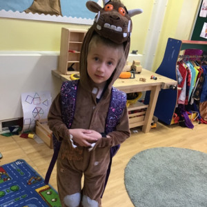 Child dressed as a gruffallo