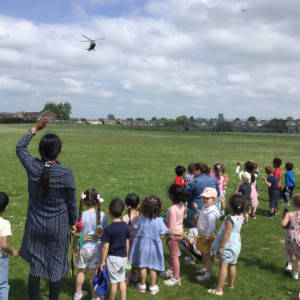 Looking at the helicopter