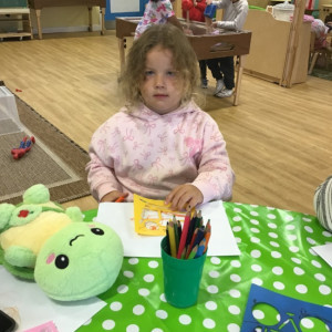 A child colouring 
