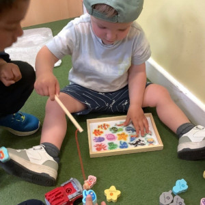 Child playing a game. 