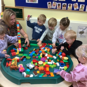 Children playing with lego