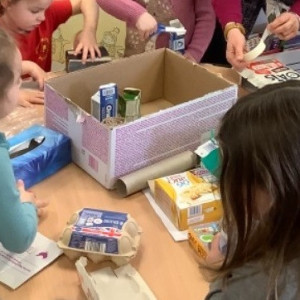 A child doing crafts