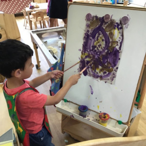 A boy painting