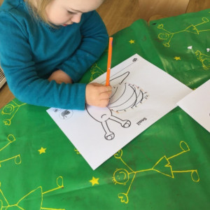 A child doing crafts