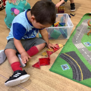 Child playing with toys