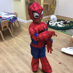 Child dressed as spiderman