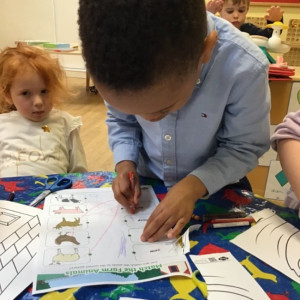 A child doing maths. 