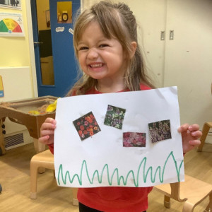 A girl smiling