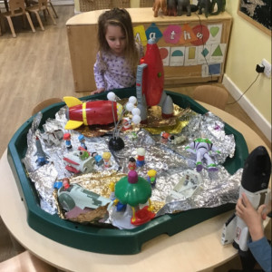 Child undertaking crafts