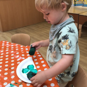 A boy painting