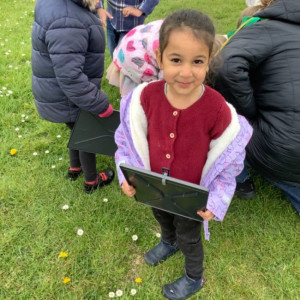 Children looking at wildlife