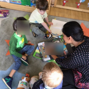 Children listening to a story 