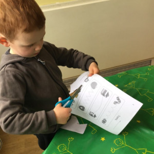 A child doing crafts