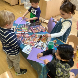 A child doing crafts