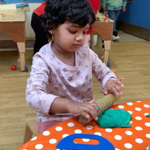 A child doing crafts