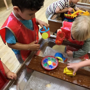Children playing in the sink