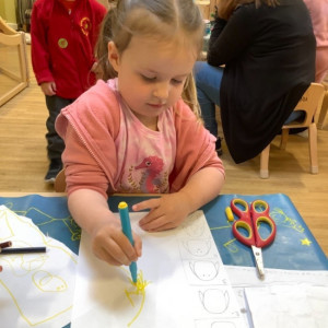 A child doing crafts