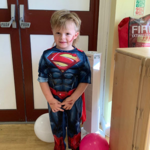 Child dressed as Superman