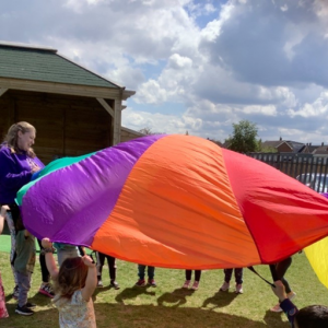 Playing under the parachute