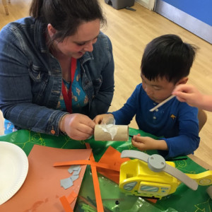 Child undertaking crafts