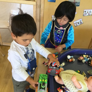 Two children playing 