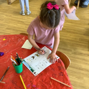 A child colouring 