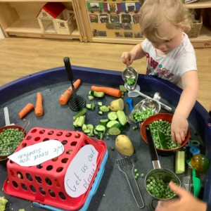 Child playing with food