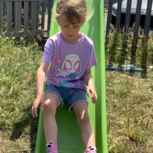 A child on a slide 