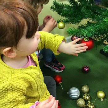 Decorating the Christmas tree