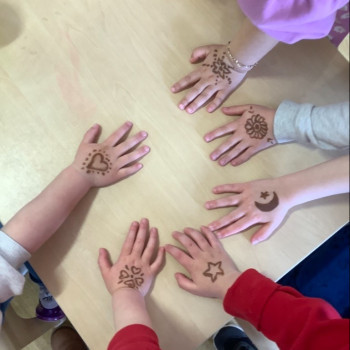 Hands painted with Henna