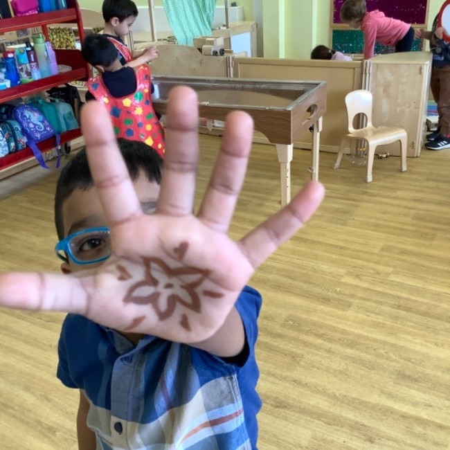 Hands painted with Henna
