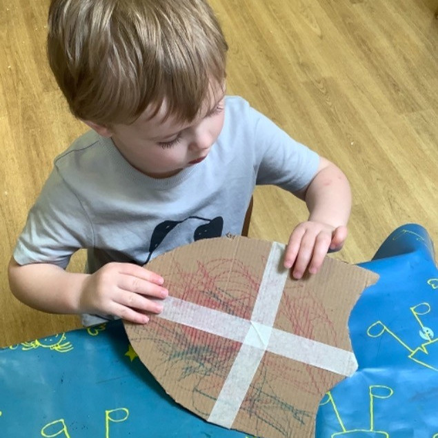 A child doing crafts