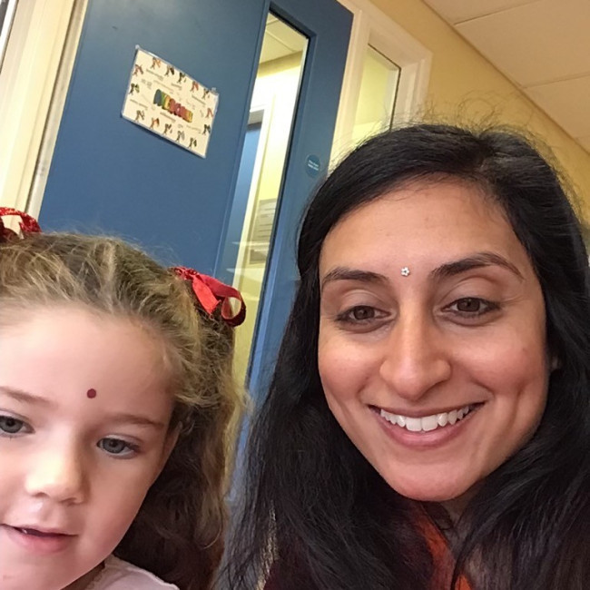 Child and a teacher