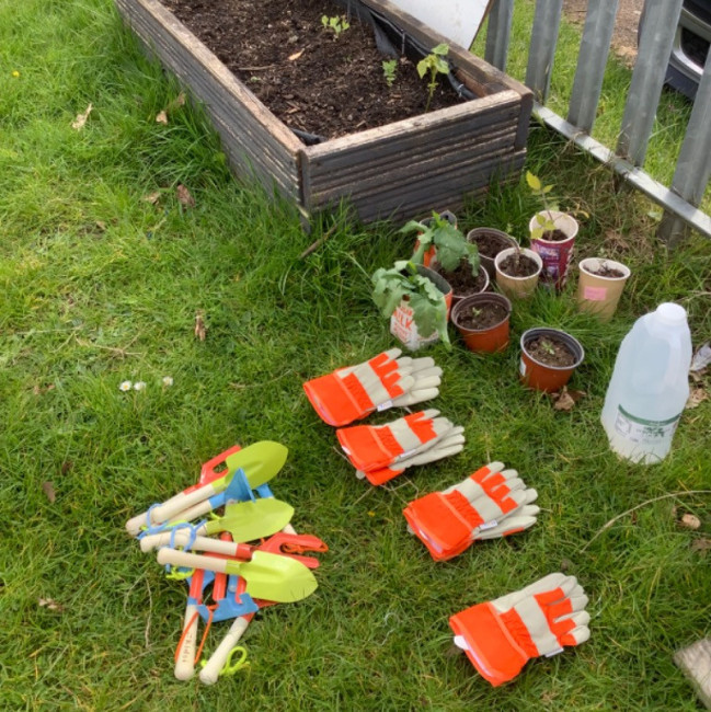 Children gardening