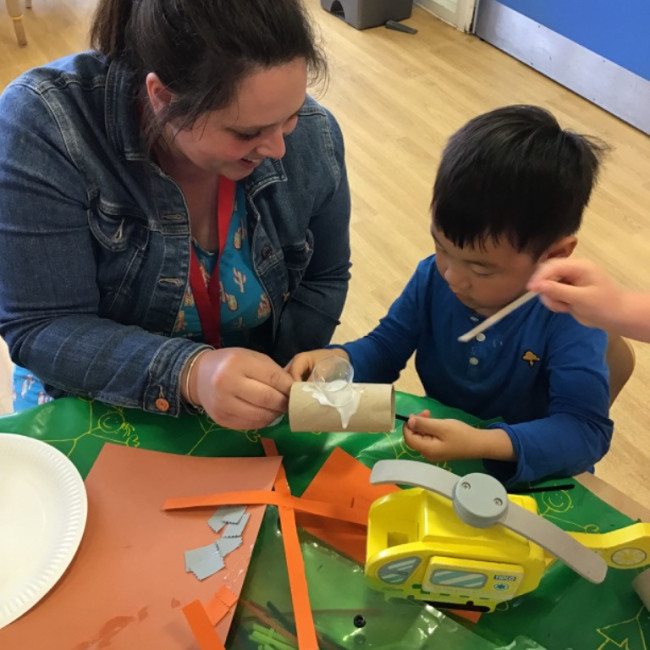 Child undertaking crafts
