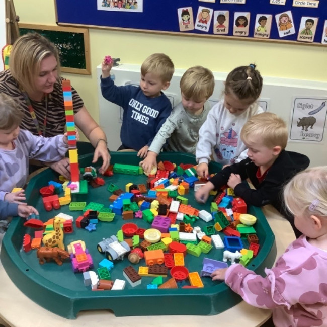 Children playing with lego