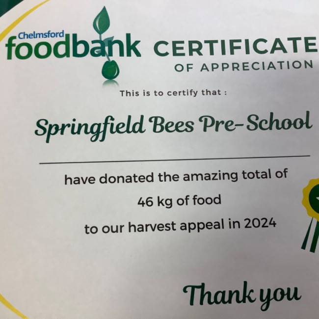 Foodbank certificate