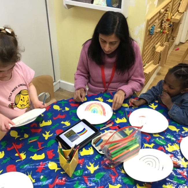 Children doing crafts