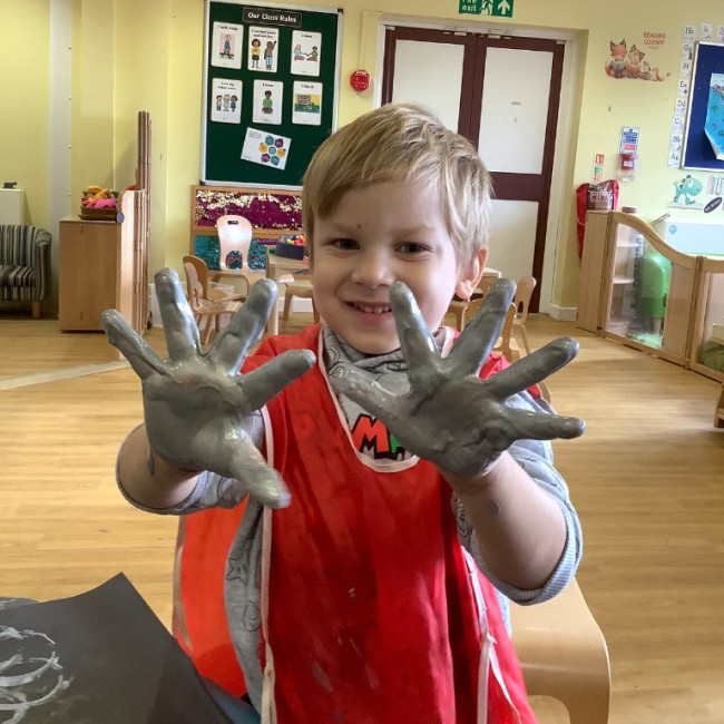 Child with messy hands