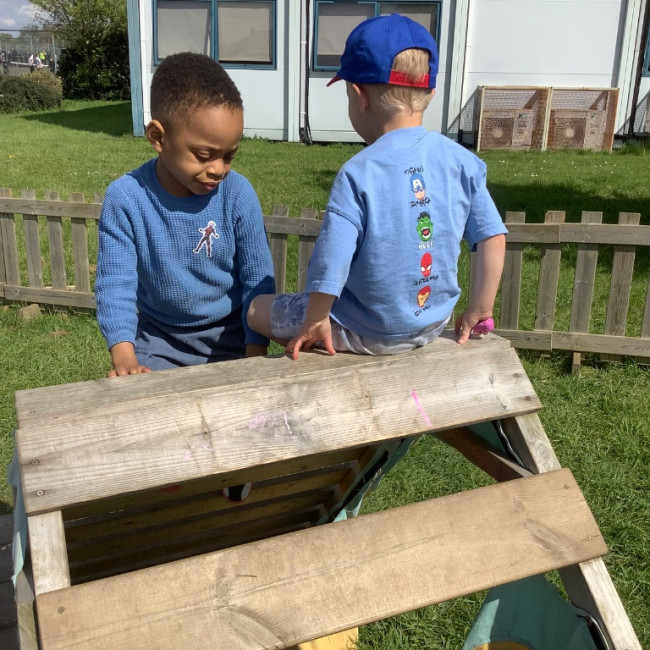 Children playing in the garden. 