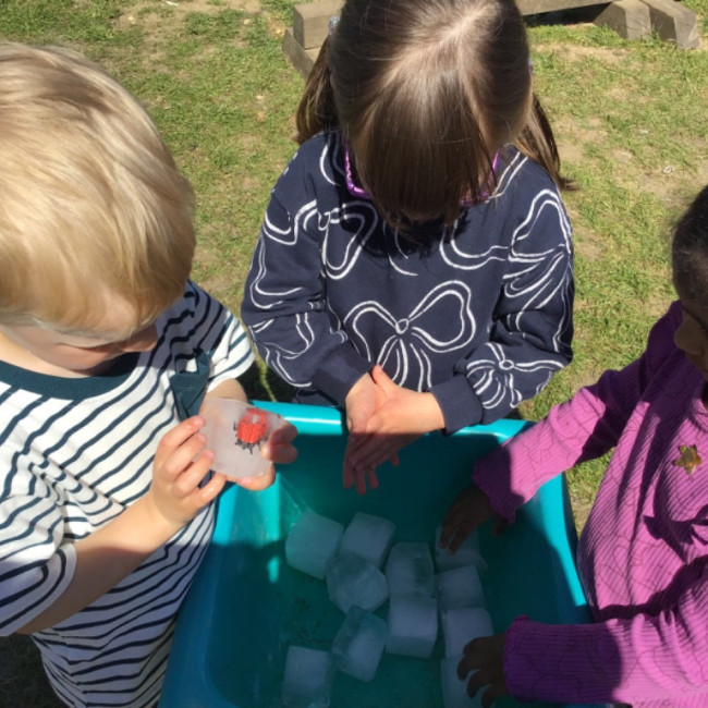 Children playing outside. 